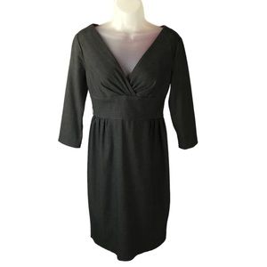 Women's Maggy London Petites Dark Gray Deep V-Neck Empire Waist Dress. Size 4 P.